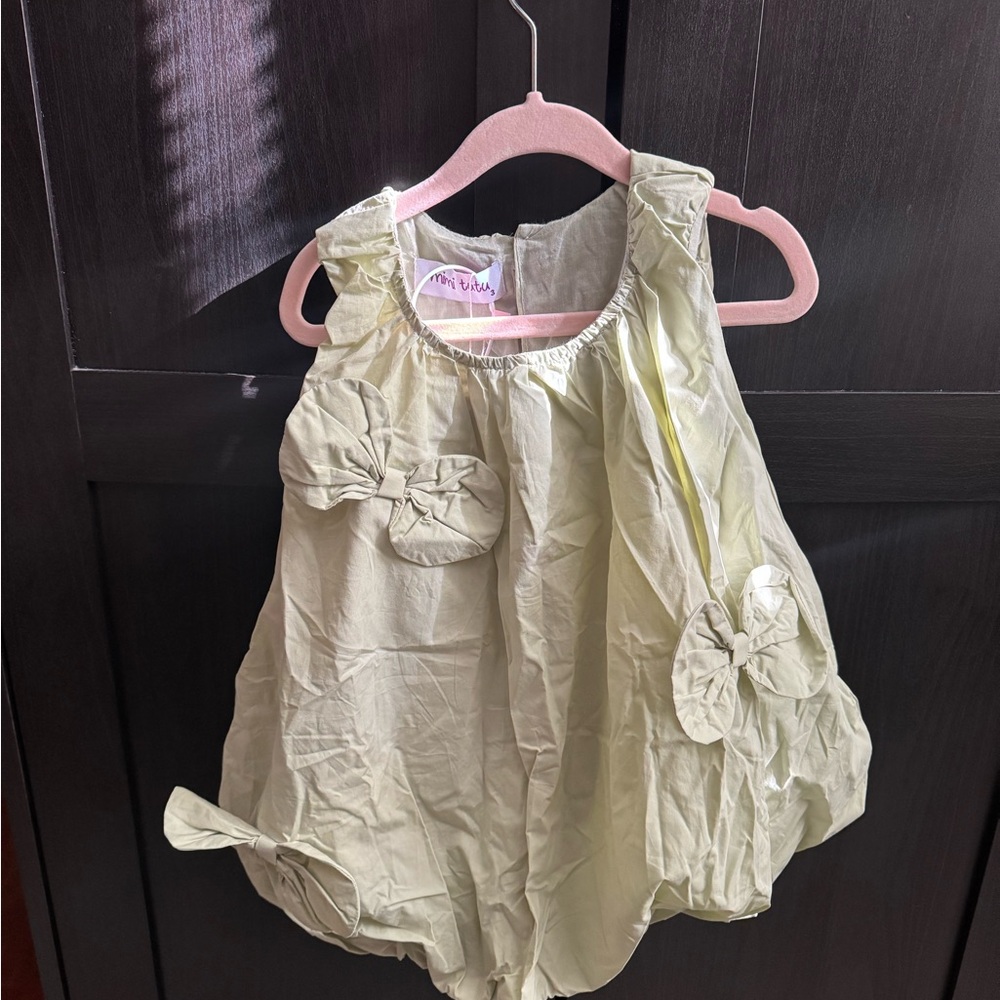 Mimi Tutu Light Green Toddler bubble dress  with Bow Accents (green)